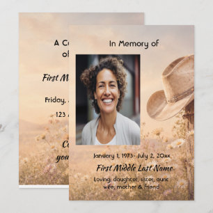 Invitación Celebración de la vida del sombrero de vaquero occ