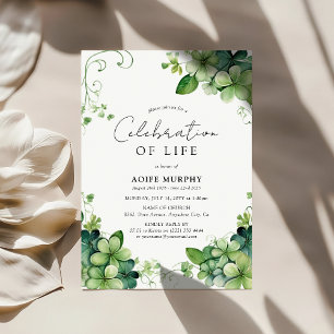 Invitación Celebración de la vida del trébol shamrock botánic