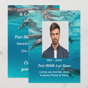 Invitación Celebración de la vida delfines bajo el agua océa