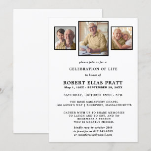 Invitación Celebración de la vida Elegante blanco 3 foto