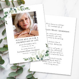 Invitación Celebración de la vida en el funeral de Eucalyptus