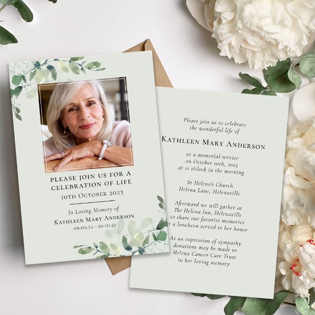 Invitación Celebración de la vida en el funeral de Eucalyptus (Subido por el creador)