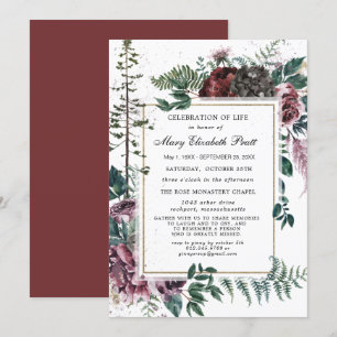 Invitación Celebración de la vida en el funeral de la pina fl