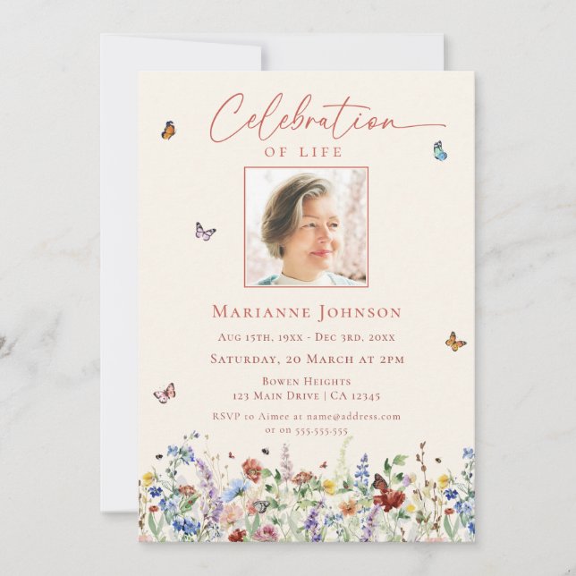 Invitación Celebración de la vida en el monumento a las flore (Anverso)