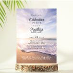 Invitación Celebración de la vida en el océano Sol playero |<br><div class="desc">Celebración de cartas de invitación a la fiesta de la vida. Reúne (reunión) simpatía, memorial, ceremonia de honor. Playa con puesta de sol y agua del océano, para ese amante de la playa. De vuelta tiene foto y en la memoria amorosa. Plantillas personalizadas para que pueda editar el tipo de...</div>