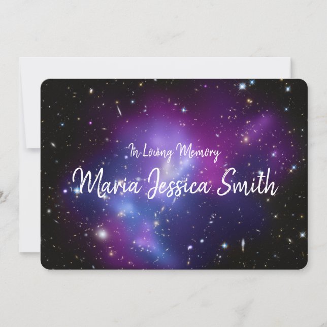 Invitación Celebración de la vida en el Purple Galaxy Cluster (Anverso)