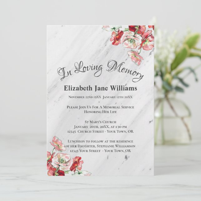 Invitación Celebración de la vida en el servicio conmemorativ (Anverso de pie)