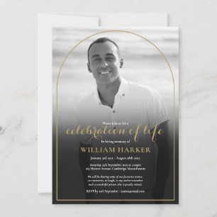 Invitación Celebración de la vida en foto en blanco y negro c
