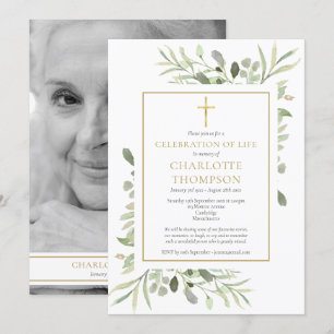 Invitación Celebración de la vida en foto en blanco y negro c