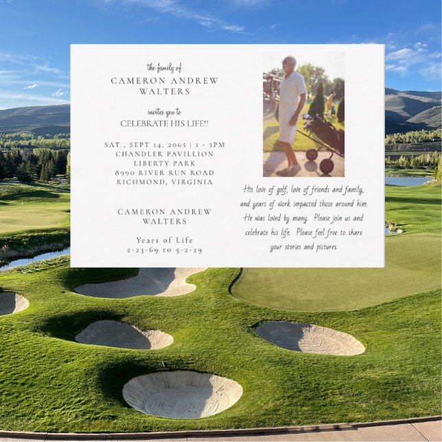 Invitación Celebración de la vida en golf (Subido por el creador)