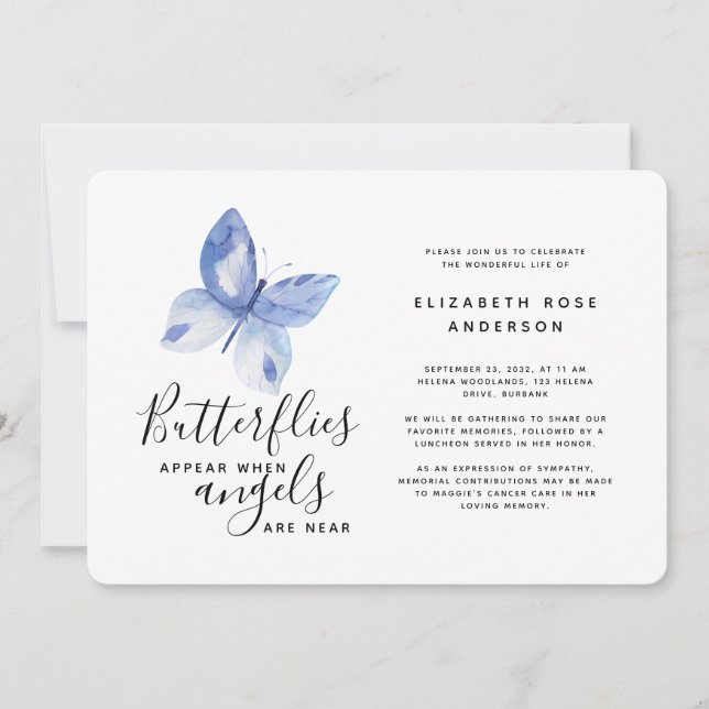 Invitación Celebración de la vida en honor a la mariposa (Anverso)