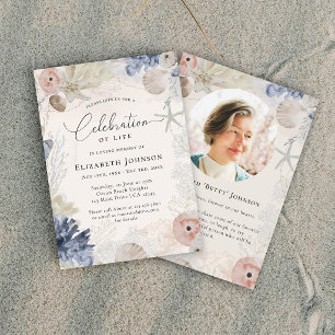 Invitación Celebración de la Vida en la Playa Moderna Memoria