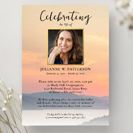Invitación Celebración de la Vida en la puesta de sol del lag