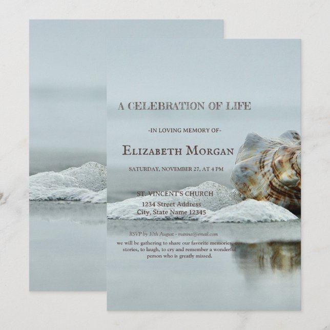 Invitación Celebración De La Vida En Las Aguas Marinas (Anverso / Reverso)