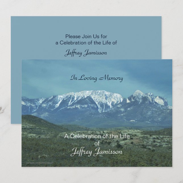 Invitación Celebración de la vida, en memoria amorosa, montañ (Anverso / Reverso)