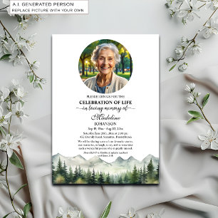 Invitación Celebración de la vida en montañas y árboles Funer