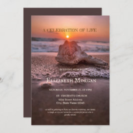 Invitación Celebración De La Vida En Sunset Beach Seashell