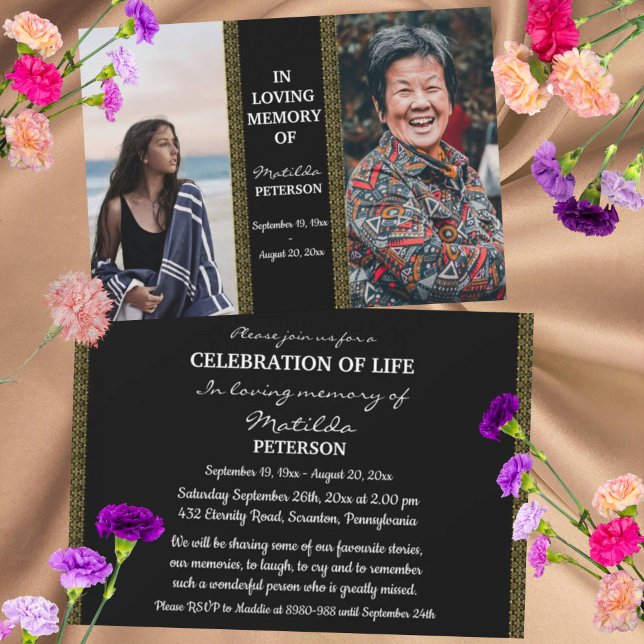 Invitación Celebración De La Vida Entonces Y Ahora 2 Fotos Fu (Subido por el creador)