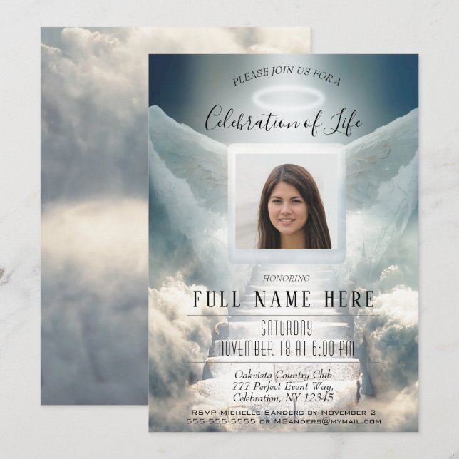 Invitación Celebración de la vida - Escalera celestial (Anverso / Reverso)