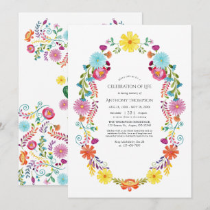 Invitación Celebración de la vida Fiesta floral de acuarela