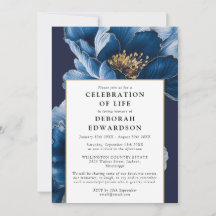 Celebración de la vida floral azul marino moderna