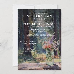 Invitación Celebración de la Vida Floral Boscosa Rústica
