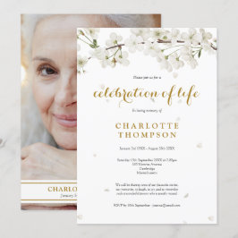 Invitación Celebración de la Vida Floral de Flor Blanca Fotog