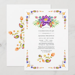 Invitación Celebración de la vida floral de moda india de est