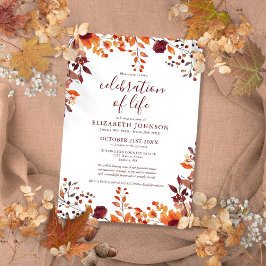 Invitación Celebración de la Vida Floral de Otoño Rústica Fun