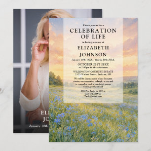 Invitación Celebración de la Vida Floral No me Olvides Foto