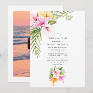Invitación Celebración de la Vida Floral Tropical de Playa