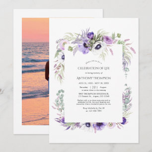 Invitación Celebración de la vida floral violeta polvorienta