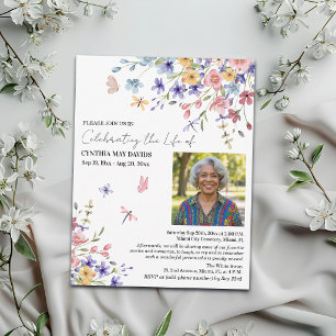 Invitación Celebración De La Vida Flores Silvestres Foto