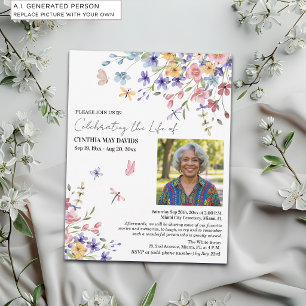 Invitación Celebración De La Vida Flores Silvestres Foto