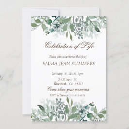 Invitación Celebración de la Vida Follaje Hojas Verdor