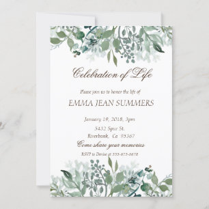 Invitación Celebración de la Vida Follaje Hojas Verdor