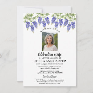 Invitación Celebración de la Vida Foto Bluebonnets Funeral 