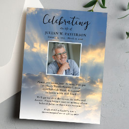 Invitación Celebración de la Vida Foto Cielo Nubes Funeral
