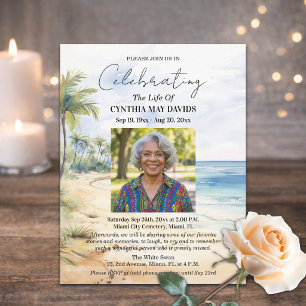 Invitación Celebración De La Vida Foto De Palmeras En La Play