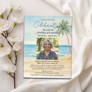 Invitación Celebración De La Vida Foto De Palmeras En La Play