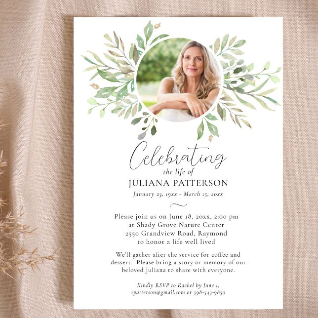 Invitación Celebración de la vida Foto del funeral de los ver (Subido por el creador)
