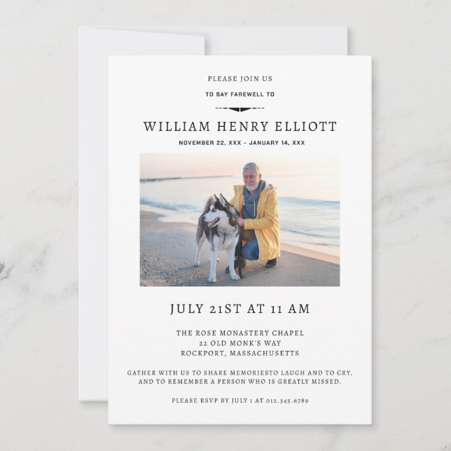 Invitación Celebración de la vida Foto: despedida del servici (Anverso)