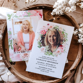 Invitación Celebración de la Vida Foto en Acuarela Memorial