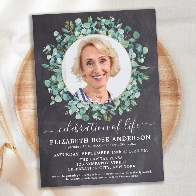 Invitación Celebración De La Vida Foto Eucalyptus Greenery In (Subido por el creador)