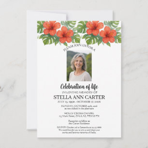 Invitación Celebración de la Vida Foto Floral Funeral Hawaii