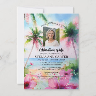 Invitación Celebración de la Vida Foto Hawaii Floral Funeral