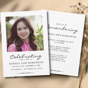 Invitación Celebración de la Vida Foto Memorial Moderno
