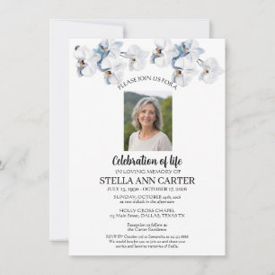 Invitación Celebración de la Vida Foto Orquídeas Funeral