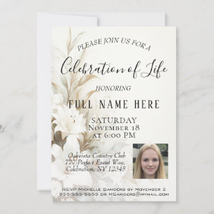 Invitación Celebración de la vida - Foto y flores