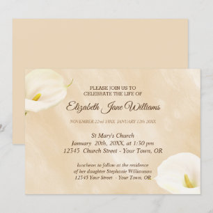 Invitación Celebración de la Vida   Funeral  Acuarela Lilly